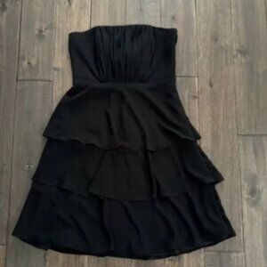 White House Black Market Black Strapless Tiered Ruffle Dress 4